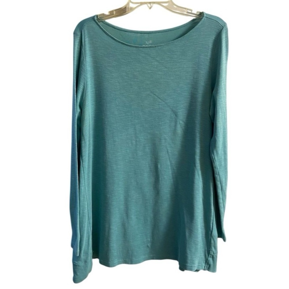 J. Jill Aqua Long Sleeve tunic top pima cotton Medium